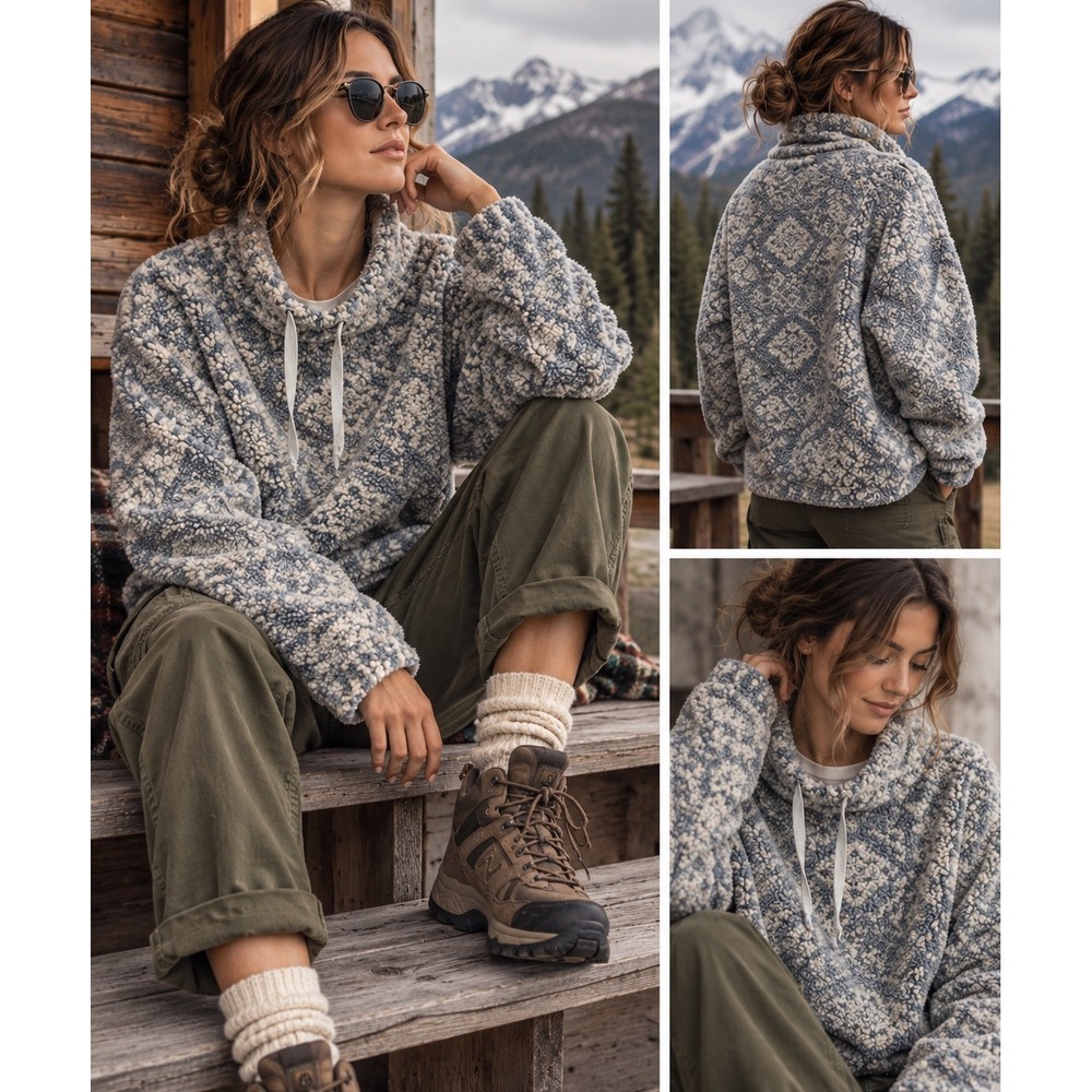 Vintage 90s GAP Sherpa Fleece Pullover Large Mohair Wool Gorpcore Outdoor USA